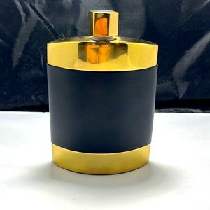 Brass and faux dark brown leather